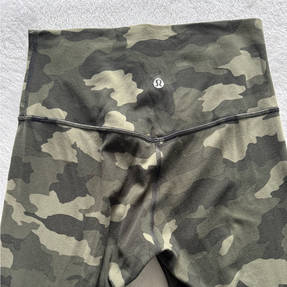 lululemon align legging olive camo print size 6